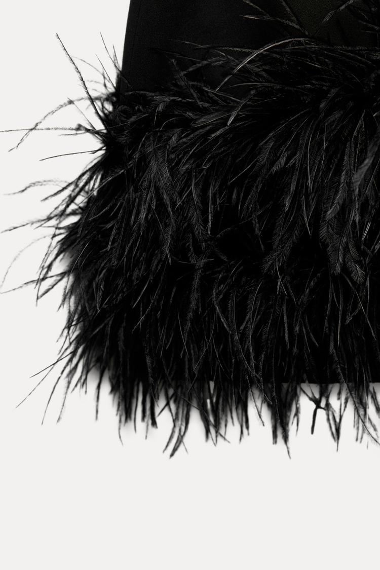 Women's Mini Dress — Fitted Cut Mini Length Feathered Border - Hudson Harper - Women Mini Dress