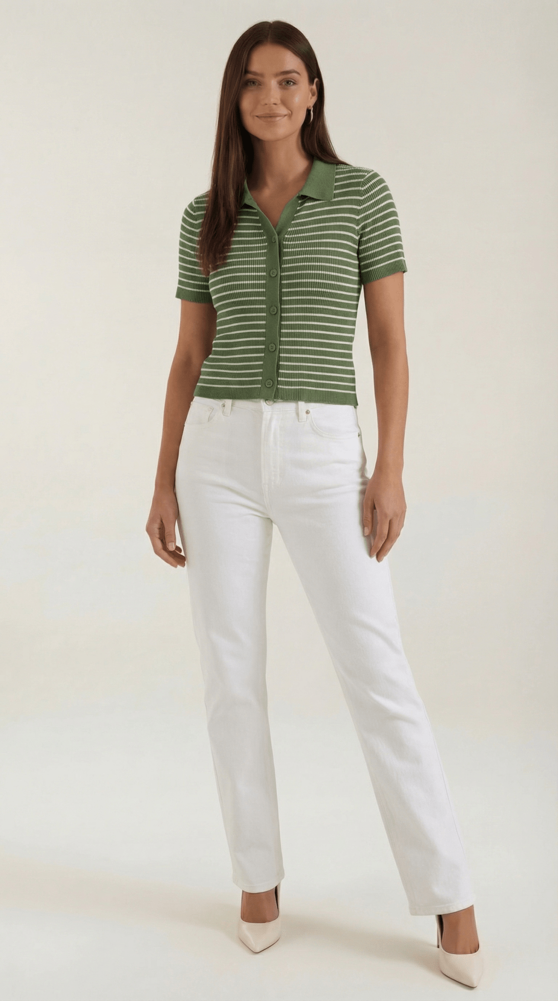 Women's Polo Shirt — Front Button Placket Collar Design - Hudson Harper - Women Top