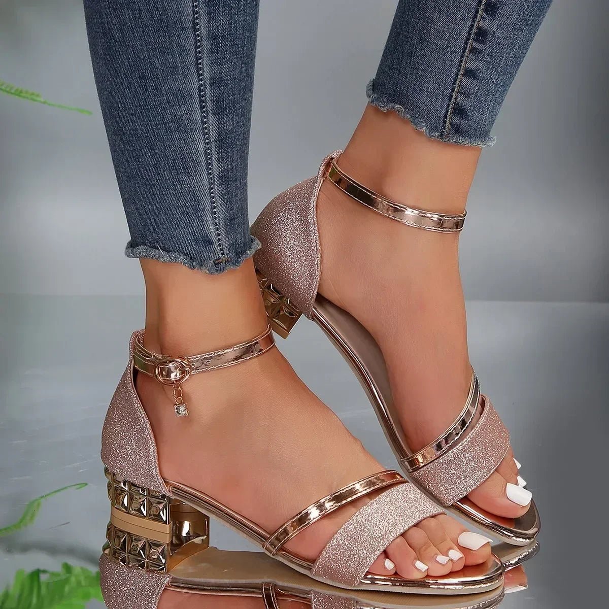 Women's Sandals — Block Heel Ankle Strap Strappy Design - Hudson Harper - Women Sandals