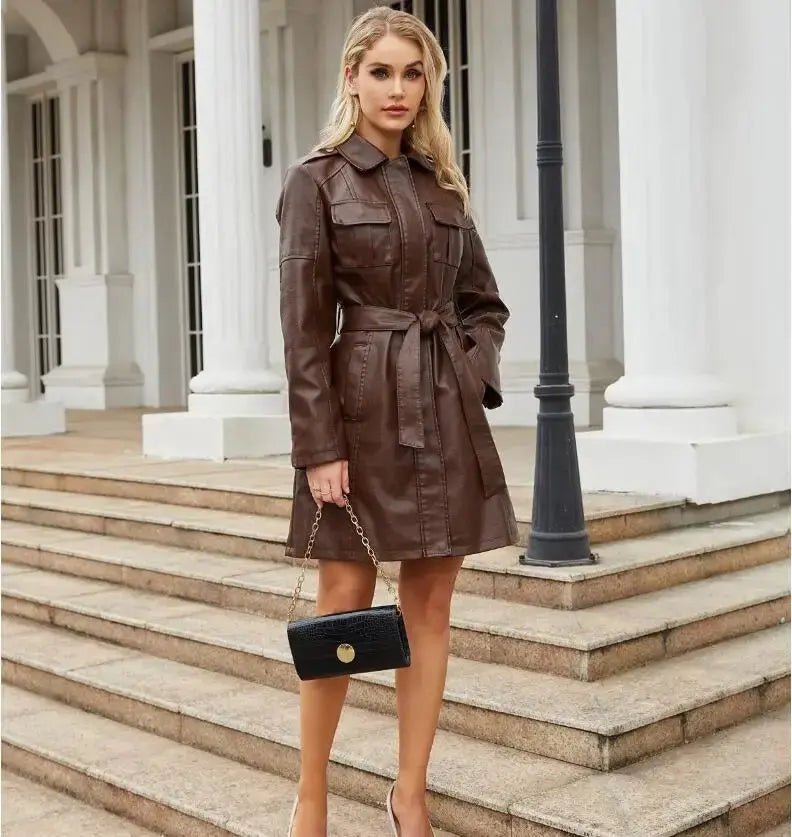 Women's Shirt Dress — Long Sleeve Tie Waist Button Closure - Hudson Harper - Women Mini Dress