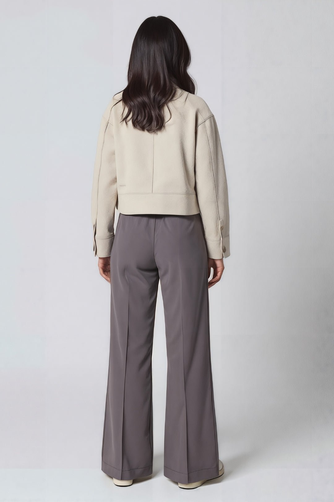 Women's Short Coat — Straight Fit Button Closure Patch Pocket - Hudson Harper - Women Coat