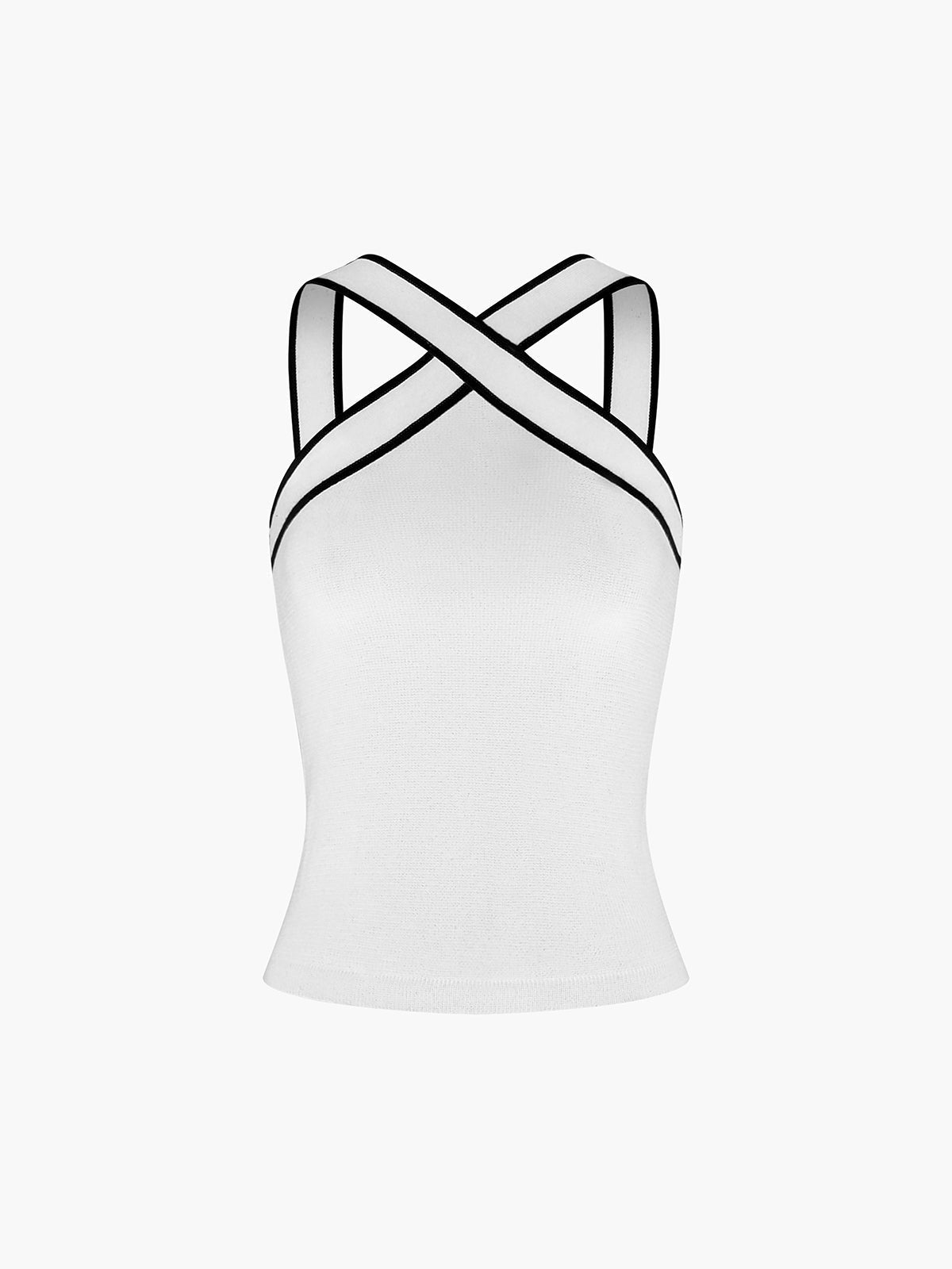 Women's Tank Top — Sleeveless Halter Neck Crossed Strap Design - Hudson Harper - Women Top