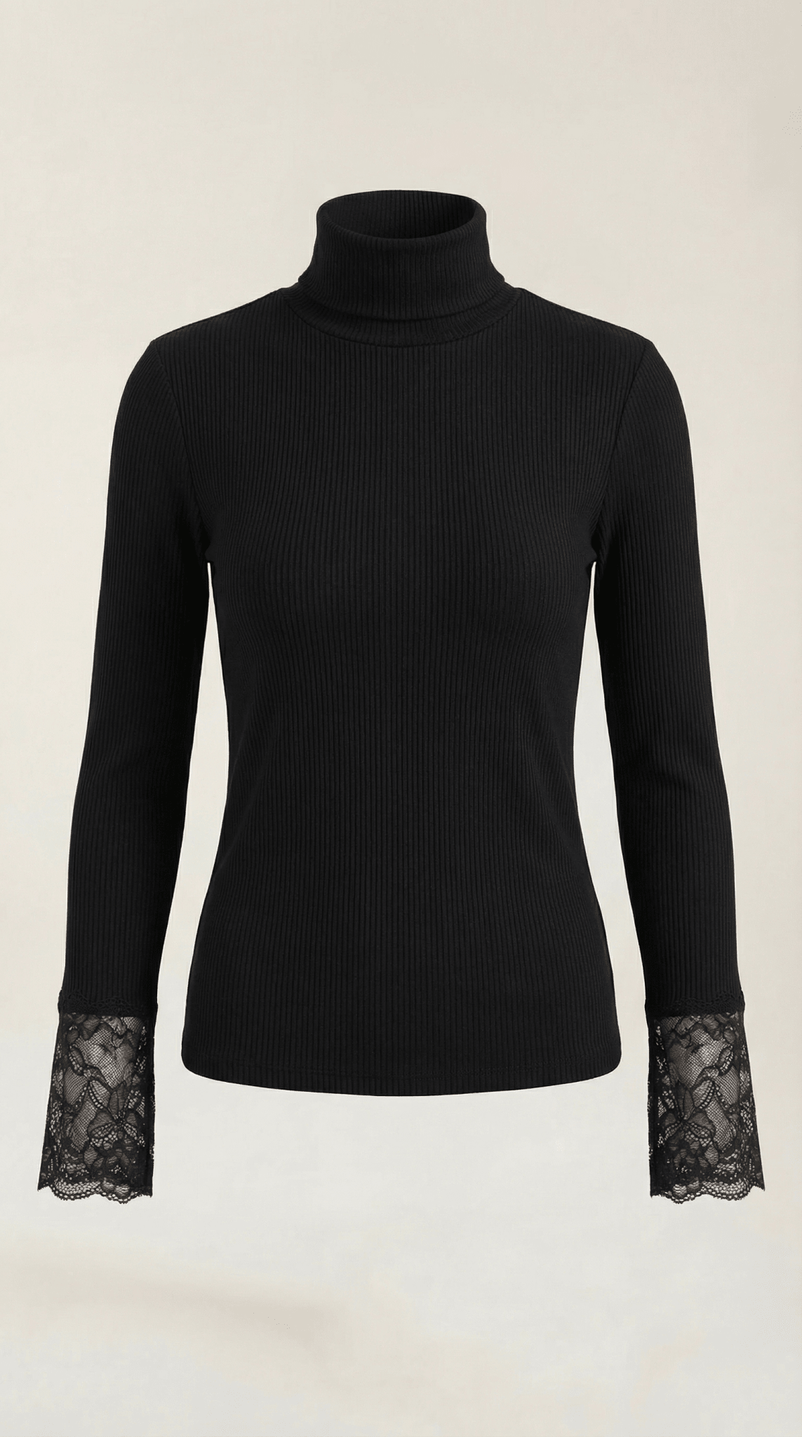 Women's Top — Fitted Roll Neck Long Sleeve Lace Cuffs - Hudson Harper - Women Top