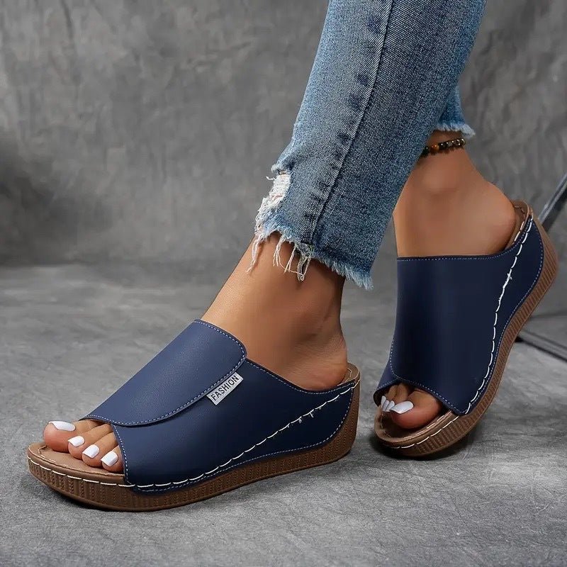 Women's Wedge Sandals — Slip - On Open Toe Platform Design - Hudson Harper - Women Sandals