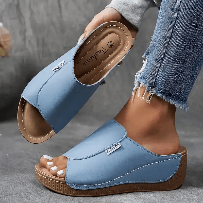 Women's Wedge Sandals — Slip - On Open Toe Platform Design - Hudson Harper - Women Sandals
