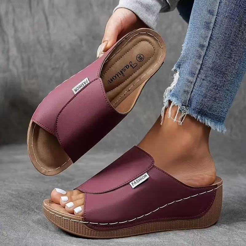 Women's Wedge Sandals — Slip - On Open Toe Platform Design - Hudson Harper - Women Sandals