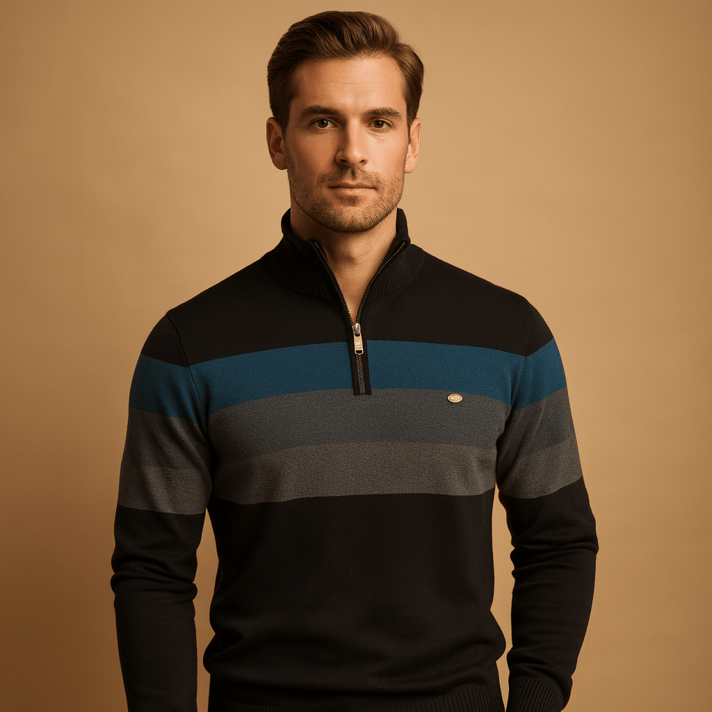 Zip - up Pullover Men Relaxed Casual Fit - Hudson Harper - Men Sweaters
