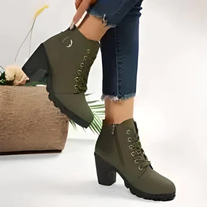 Ankle Boots Women Lace Up Side Zip Fastening Winter Ankle Boots - Hudson Harper - Women Boots