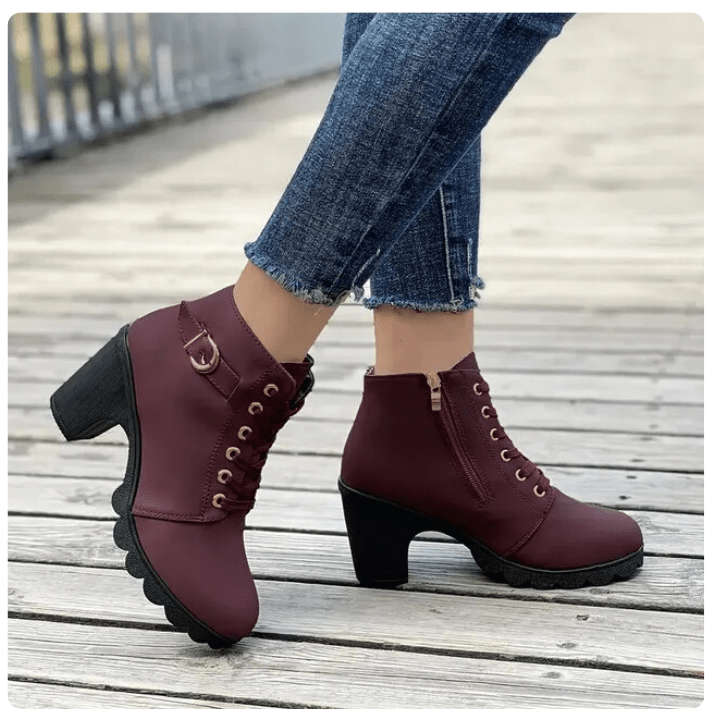 Ankle Boots Women Lace Up Side Zip Fastening Winter Ankle Boots - Hudson Harper - Women Boots