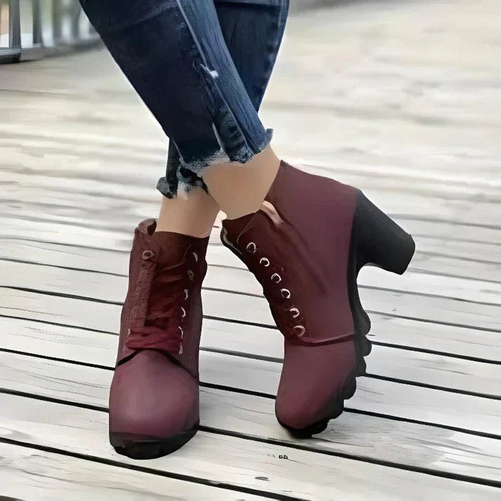 Ankle Boots Women Lace Up Side Zip Fastening Winter Ankle Boots - Hudson Harper - Women Boots