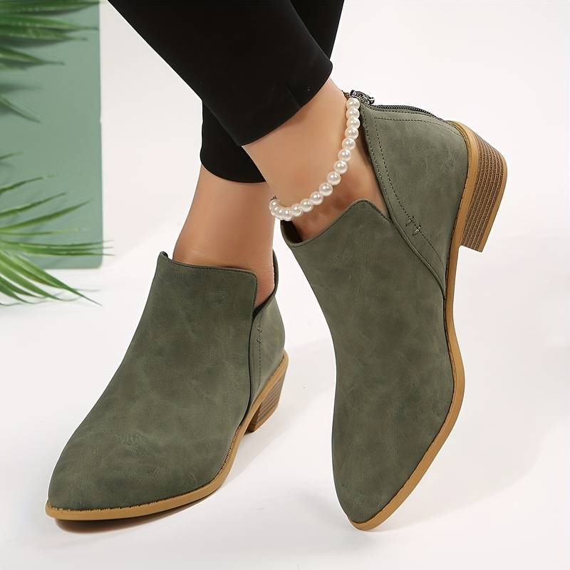 Ankle Boots Women Low Heel Slip On Design Casual Wear Everyday Use - Hudson Harper - Women Boots