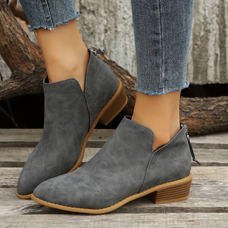 Ankle Boots Women Low Heel Slip On Design Casual Wear Everyday Use - Hudson Harper - Women Boots