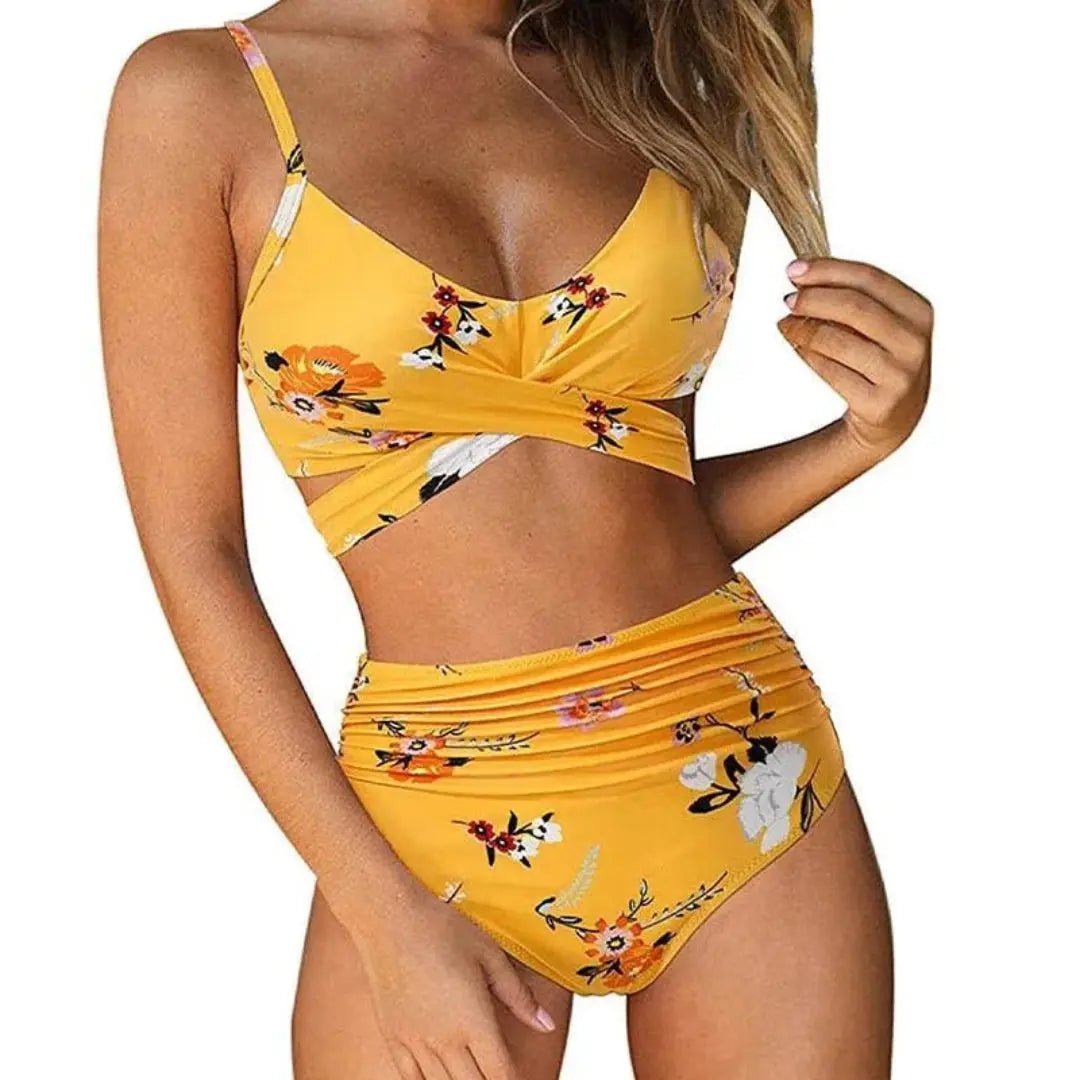 Bikini Set Women High Waisted Crisscross Wrap Design - Hudson Harper - Women Swimsuit