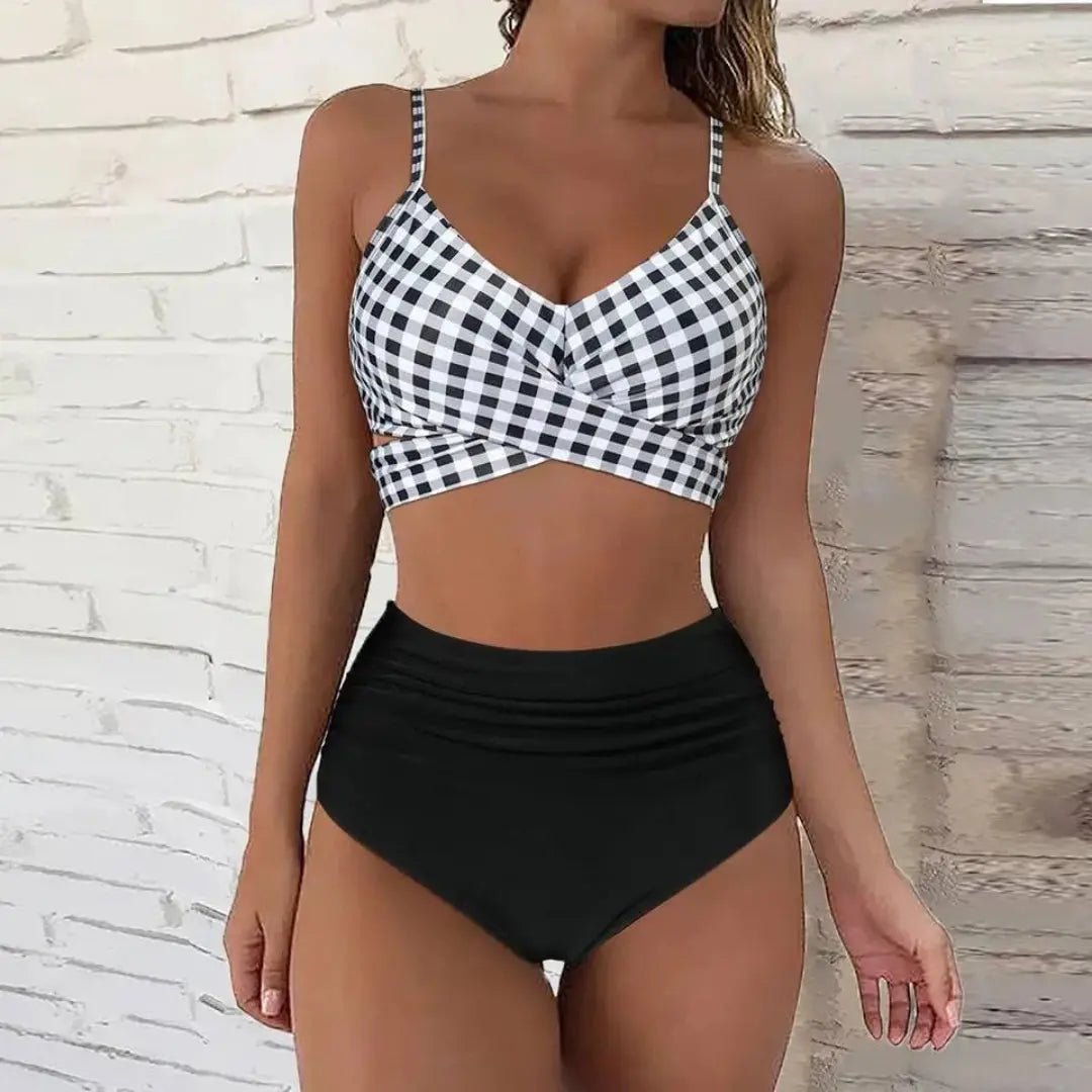 Bikini Set Women High Waisted Crisscross Wrap Design - Hudson Harper - Women Swimsuit
