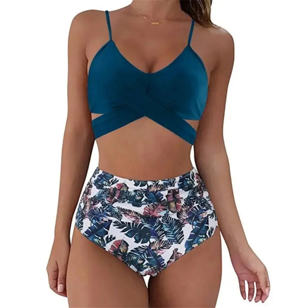 Bikini Set Women High Waisted Crisscross Wrap Design - Hudson Harper - Women Swimsuit