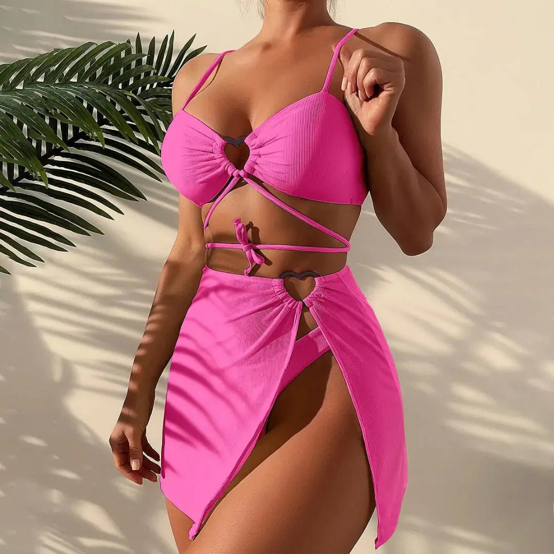 Bikini Set Women Three Piece Adjustable Back Straps - Hudson Harper - Women Swimsuit