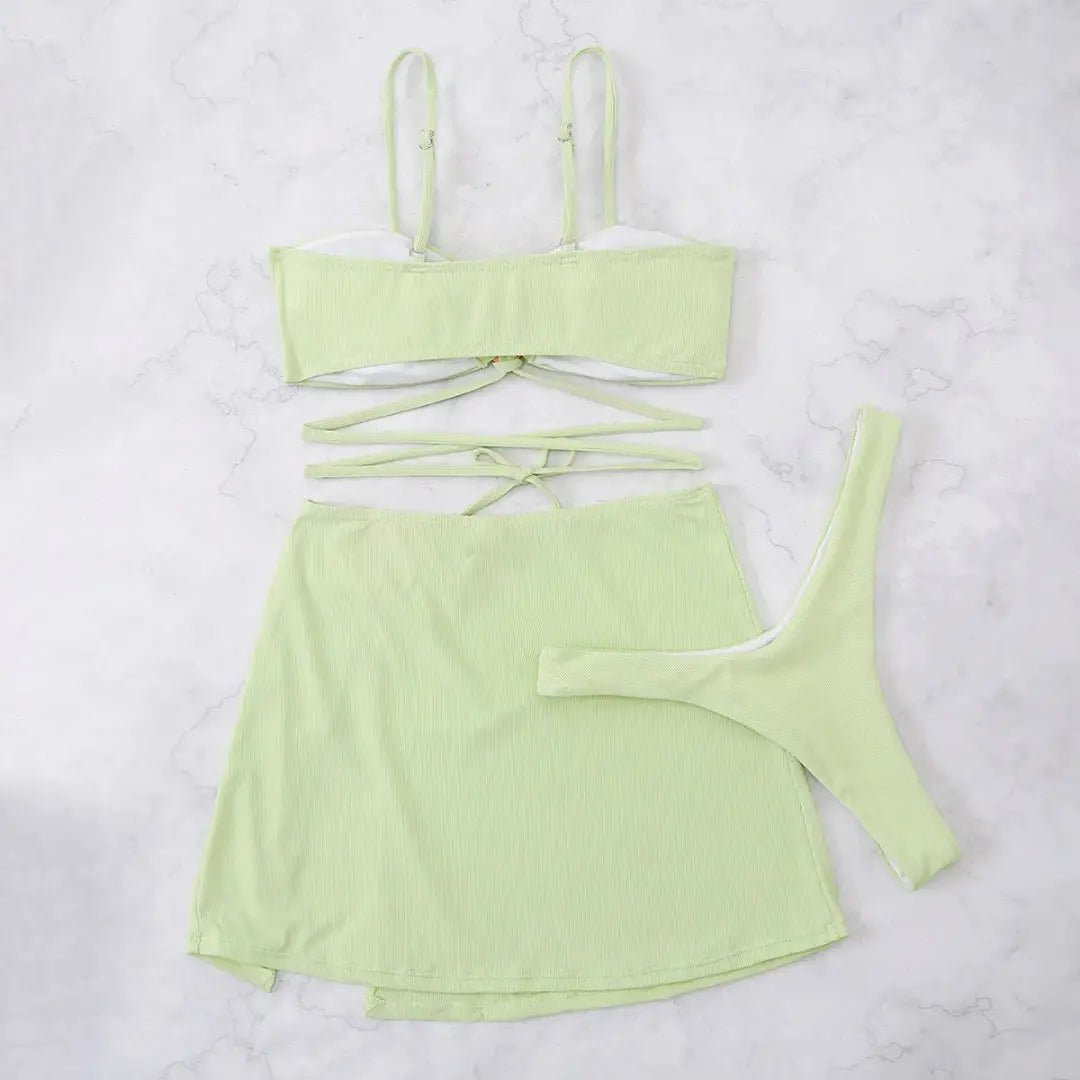 Bikini Set Women Three Piece Adjustable Back Straps - Hudson Harper - Women Swimsuit