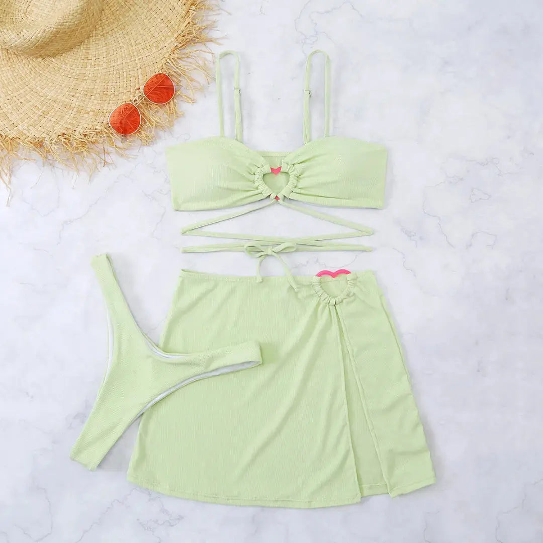 Bikini Set Women Three Piece Adjustable Back Straps