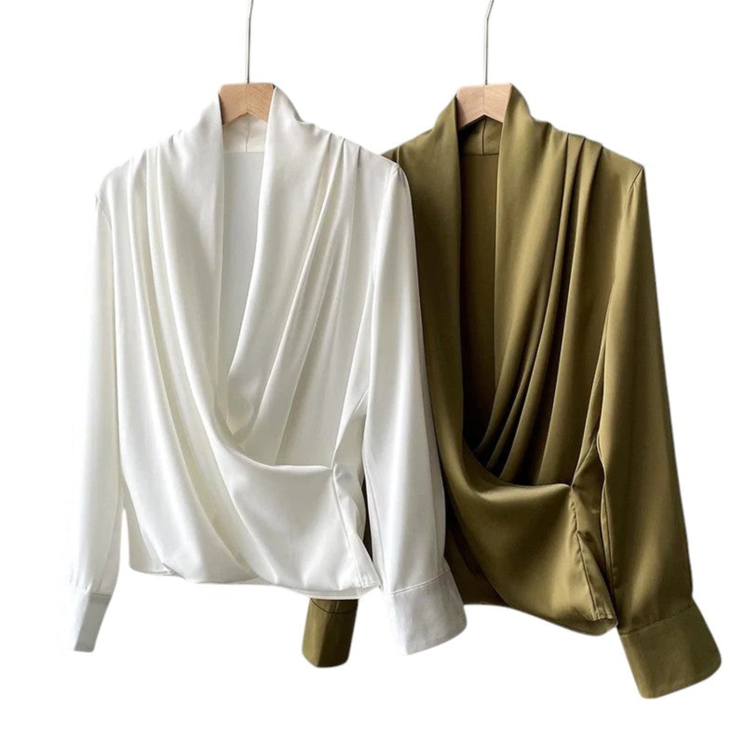 Blouse Women Soft Pleated Draped Long Sleeve - Hudson Harper - Tops