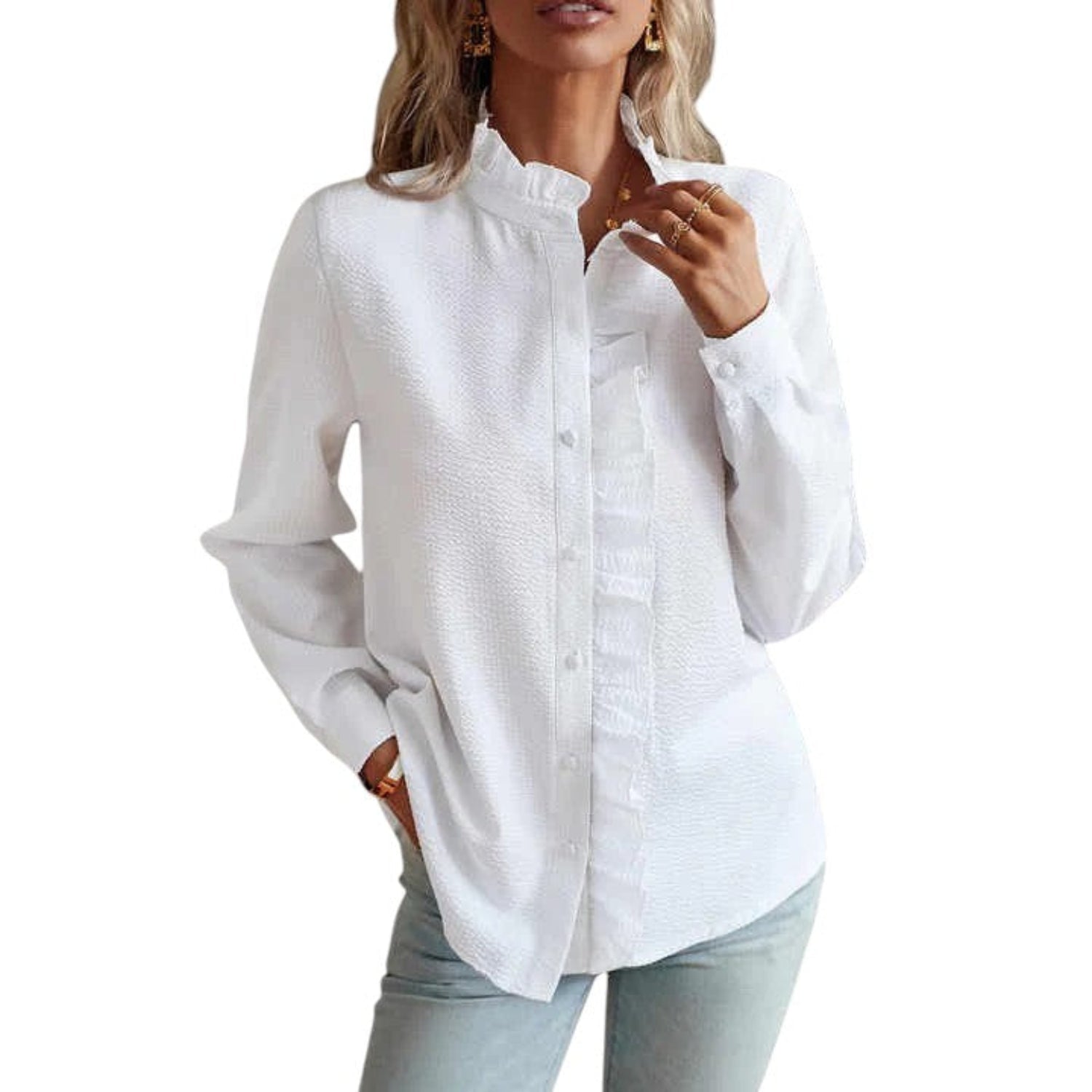 Blouse Women Striped Long Sleeve Classic Fit - Hudson Harper - Blouses