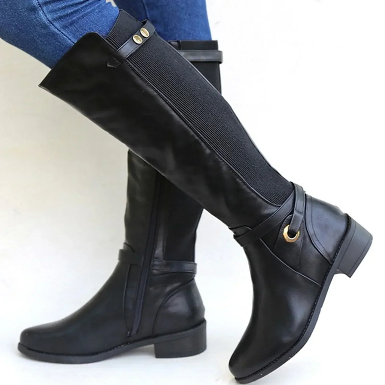Boots Women Calf Length Adjustable Closure Slip Resistant Sole - Hudson Harper - Women Boots