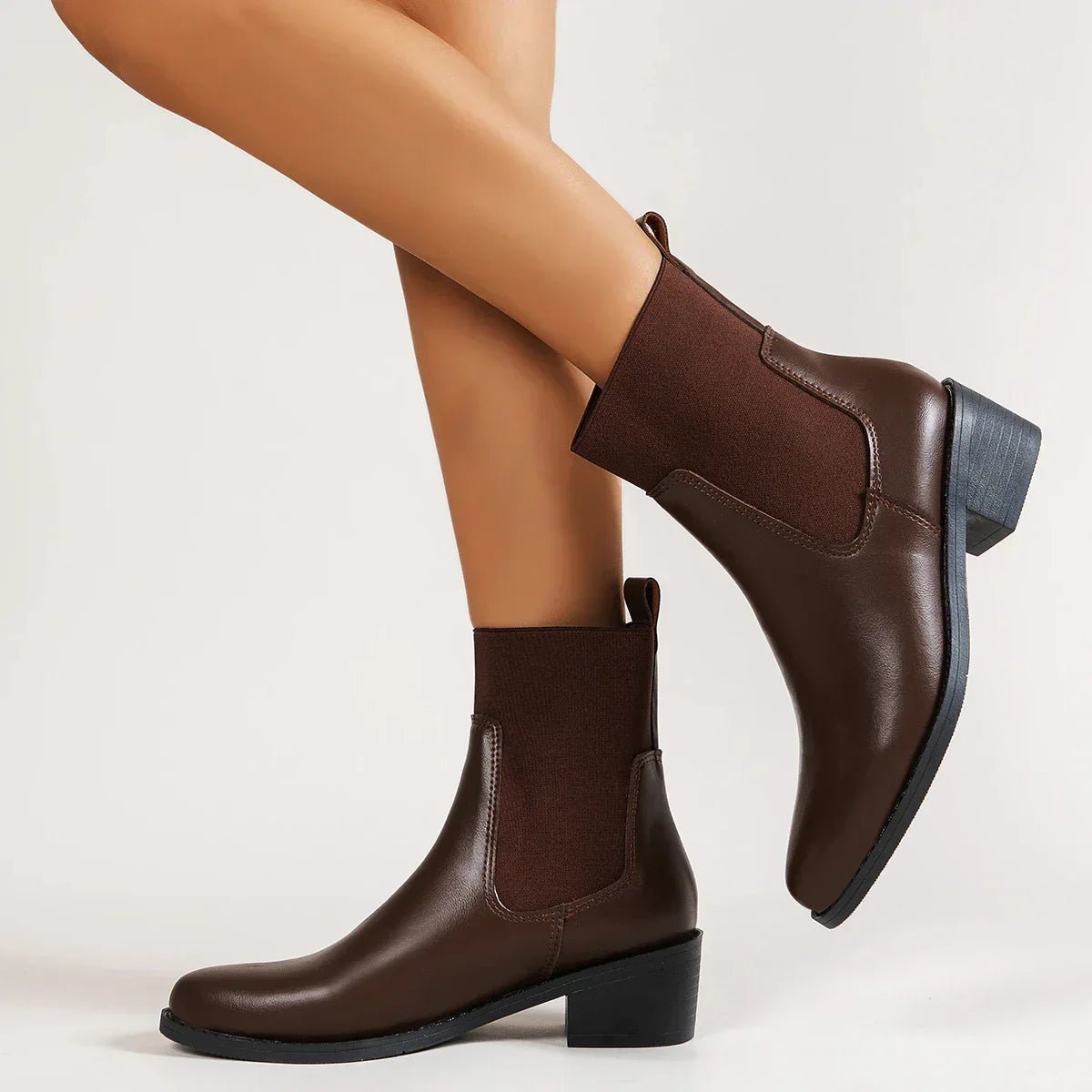 Boots Women Chelsea Design Pointed Toe Block Heel Winter - Hudson Harper - Women Boots