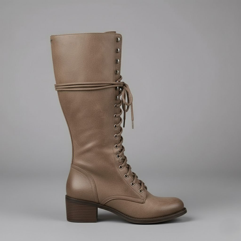 Boots Women Knee High Lace Up Block Heel Length - Hudson Harper - Women Boots