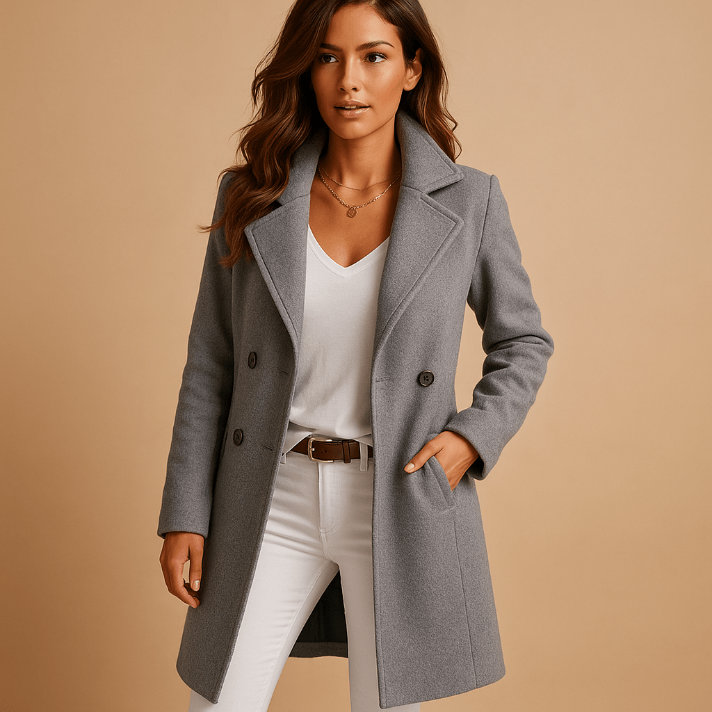Coat Women Long Elegant Fit with Buttons - Hudson Harper - Women Coat