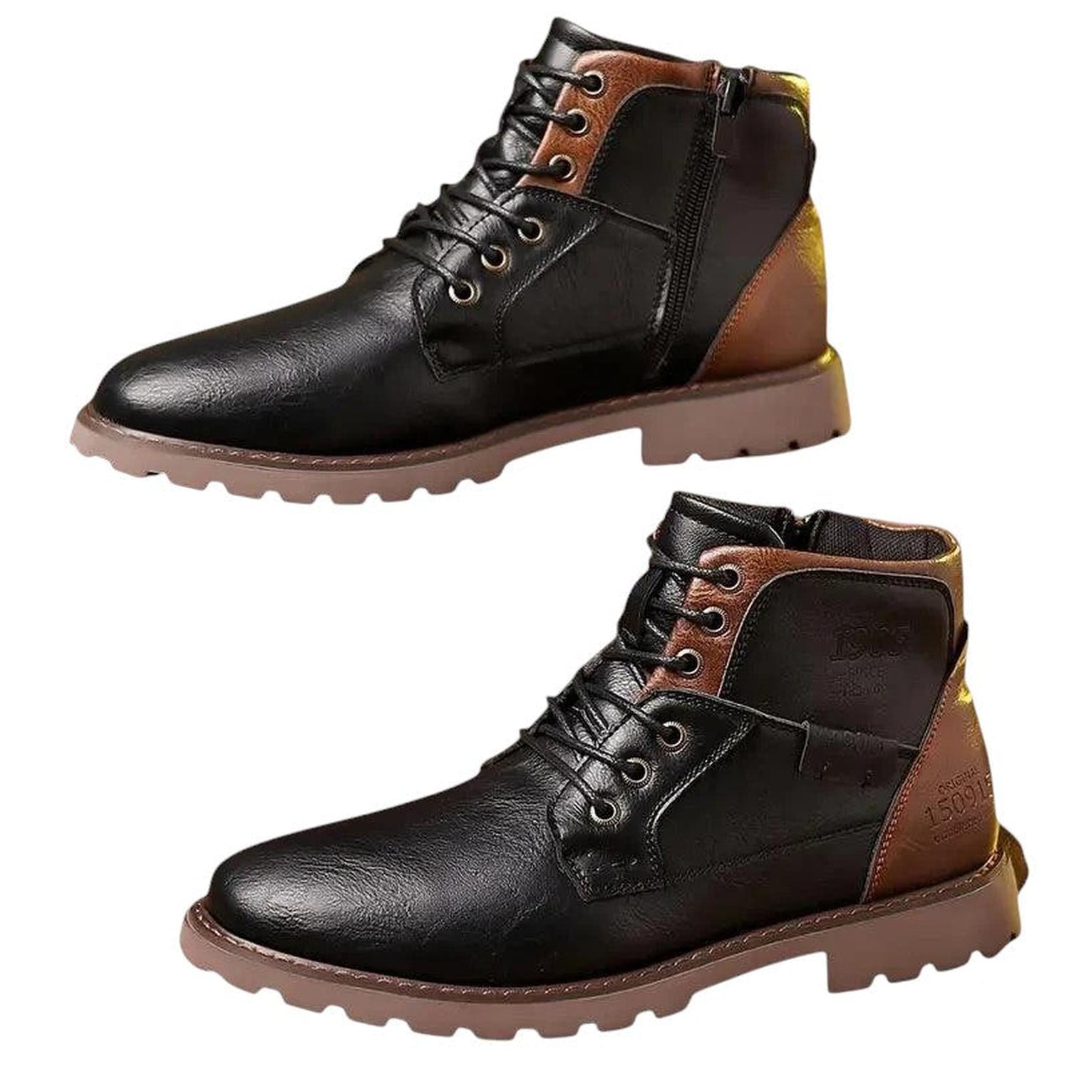 Dress Boots Men Zip - Up Leather Smart Durable Ankle Footwear - Hudson Harper - Boots