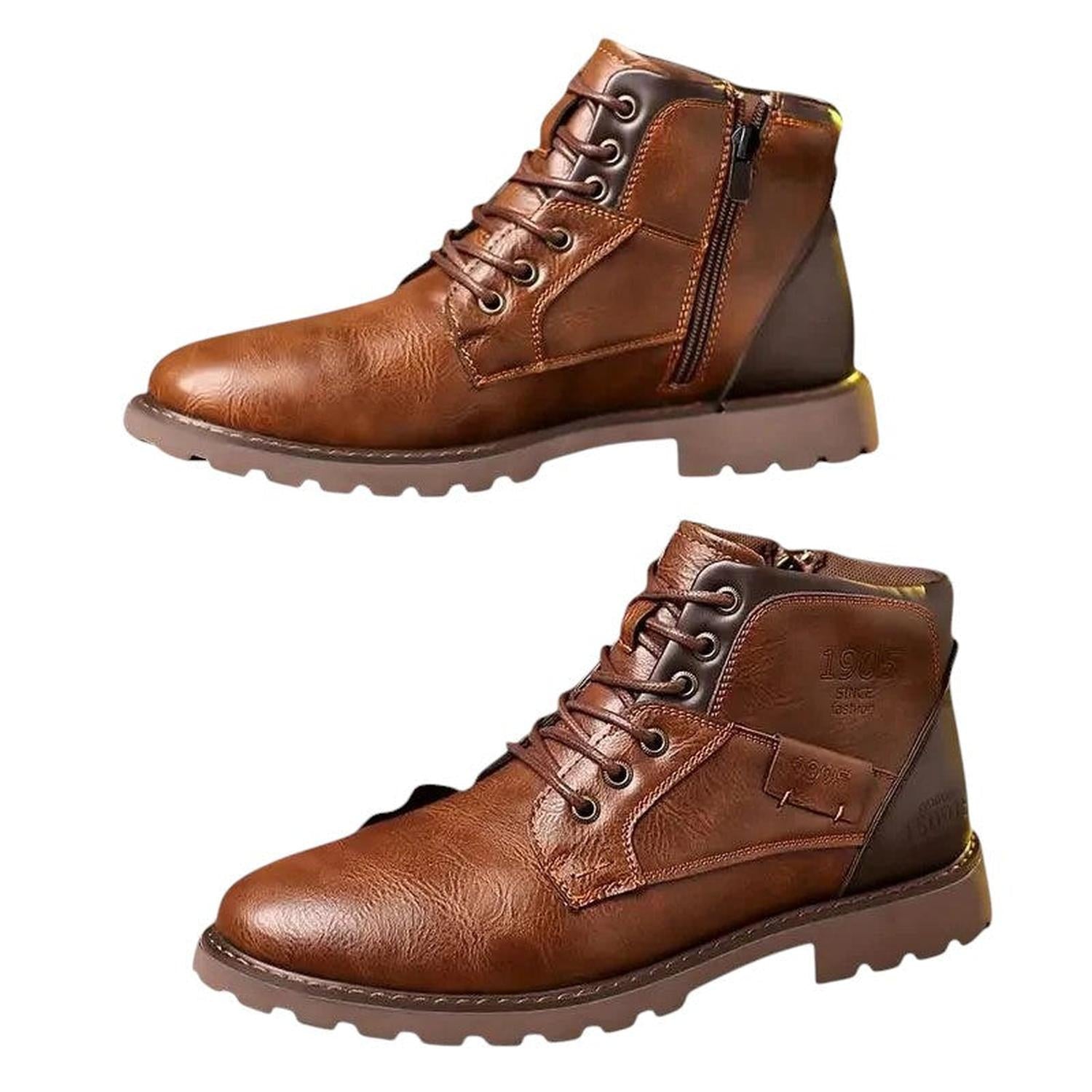 Dress Boots Men Zip - Up Leather Smart Durable Ankle Footwear - Hudson Harper - Boots