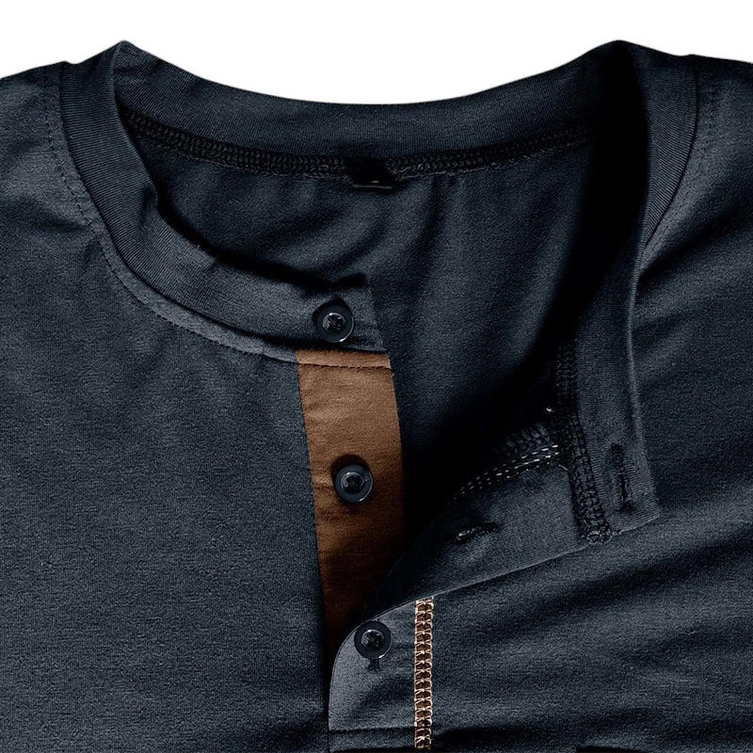 Henley Shirt Men Long Sleeve Buttoned Placket Casual Fit - Hudson Harper - Tops