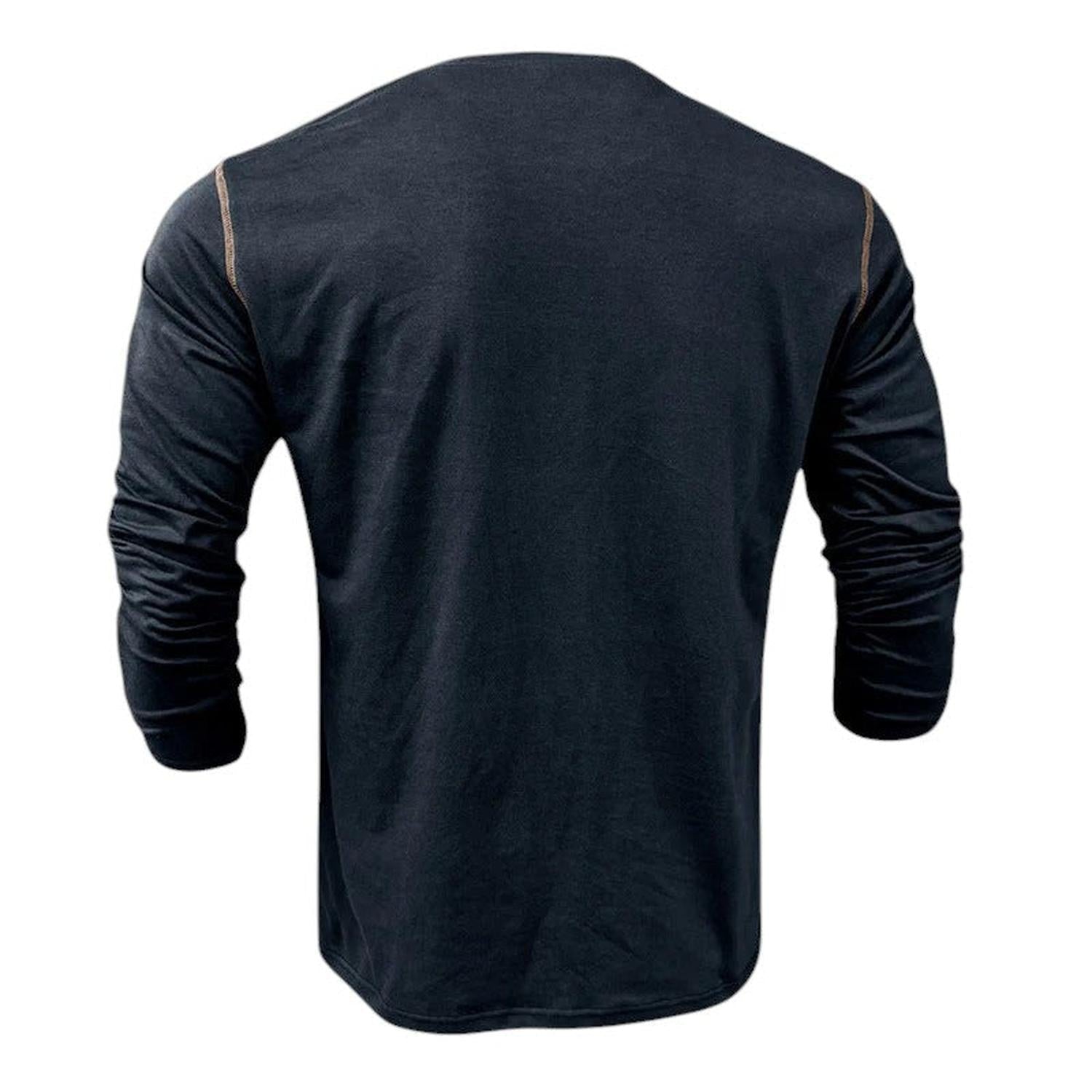 Henley Shirt Men Long Sleeve Buttoned Placket Casual Fit - Hudson Harper - Tops