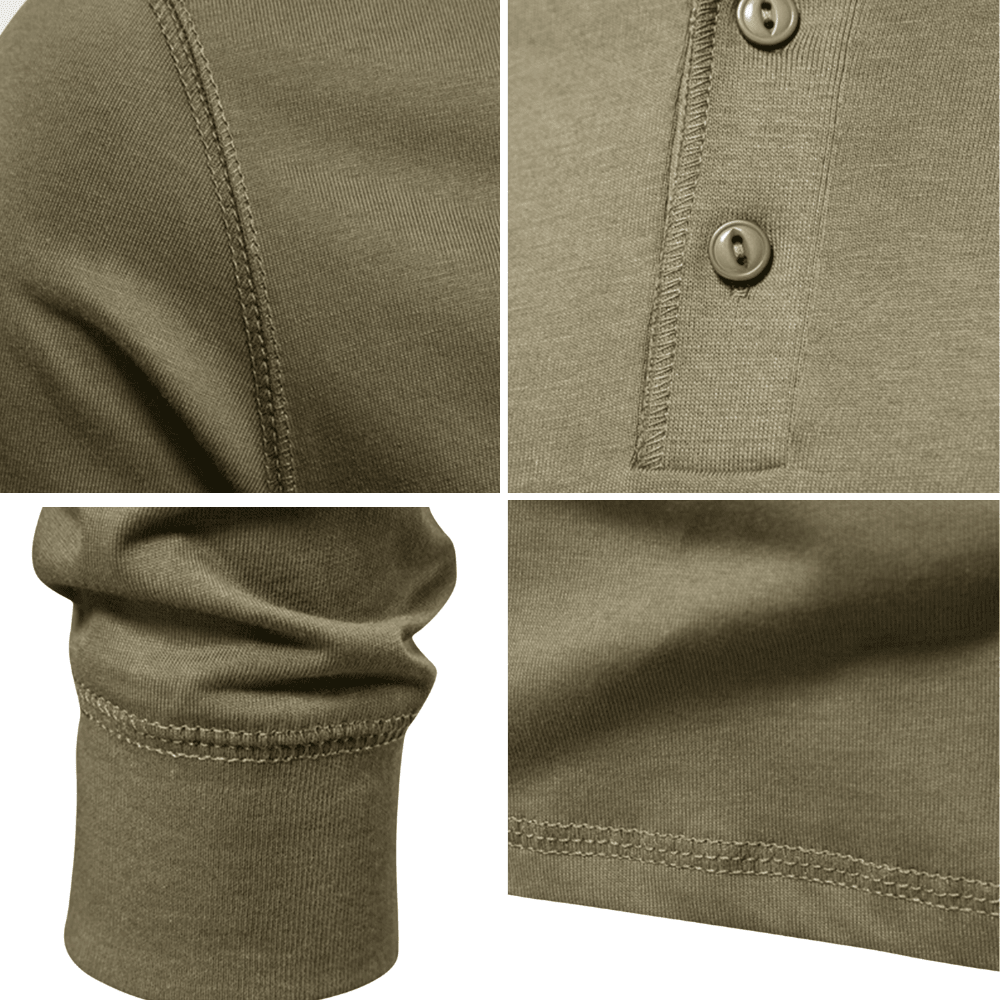 Henley Shirt Men Long Sleeve Regular Fit Button Placket Breathable - Hudson Harper - Tops