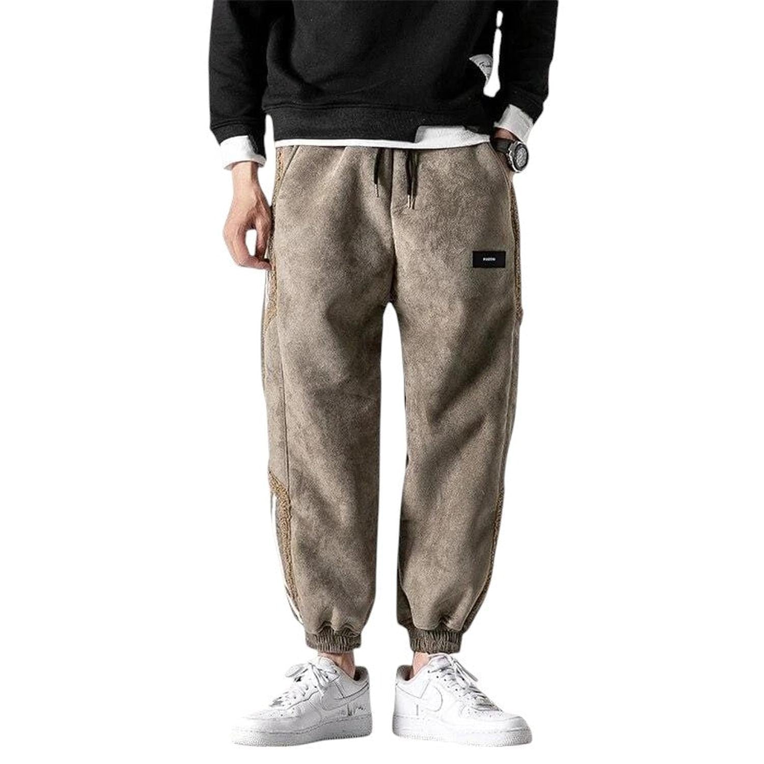 Jogger Trousers Men Fleece - Lined Relaxed Fit Striped Street Style Detail - Hudson Harper - Pants
