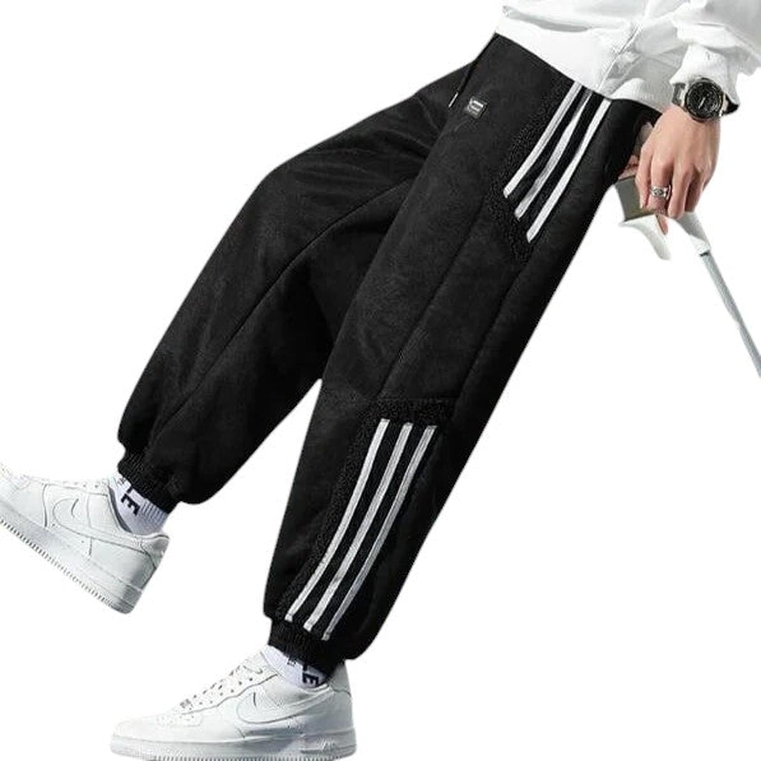 Jogger Trousers Men Fleece - Lined Relaxed Fit Striped Street Style Detail - Hudson Harper - Pants