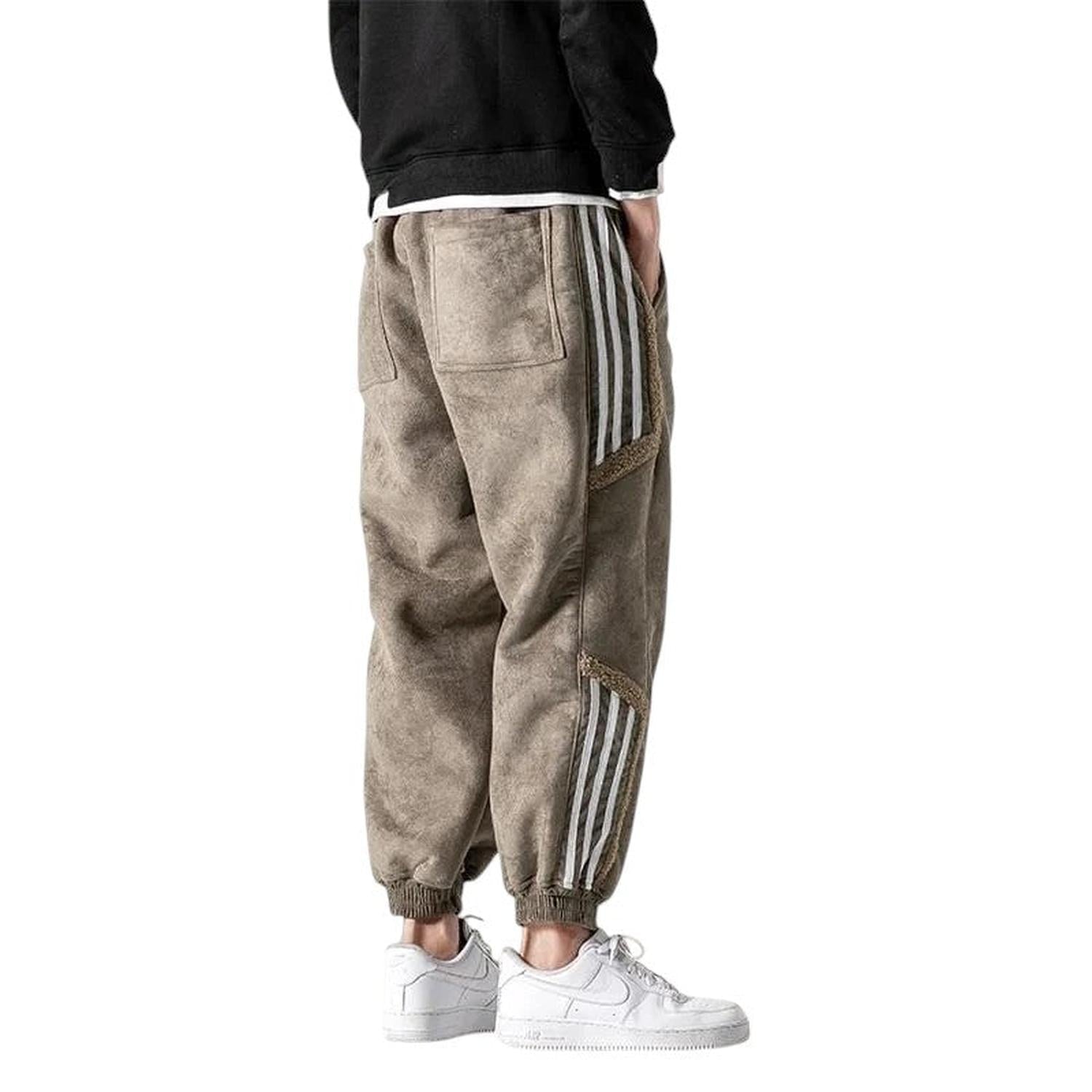 Jogger Trousers Men Fleece - Lined Relaxed Fit Striped Street Style Detail - Hudson Harper - Pants