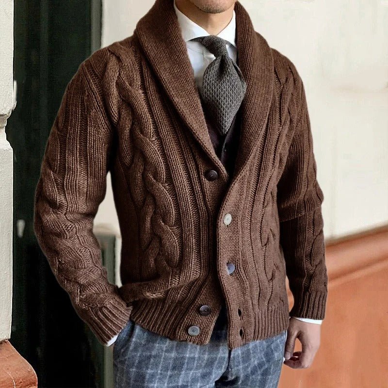 Knit Cardigan Men Button Down Warm Sweater - Hudson Harper - Men Cardigans