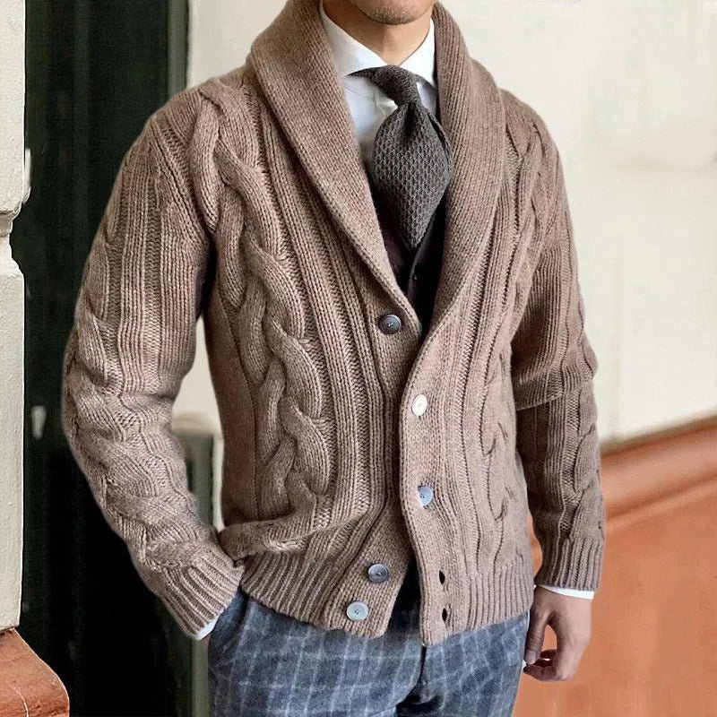 Knit Cardigan Men Button Down Warm Sweater - Hudson Harper - Men Cardigans