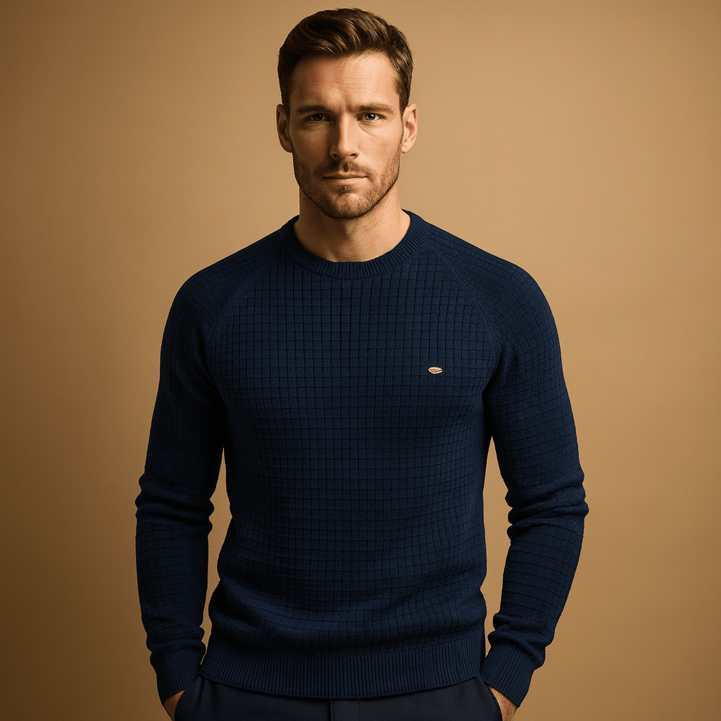 Knitted Sweater Men Comfortable Relaxed Fit Construction Design - Hudson Harper - Men Sweaters