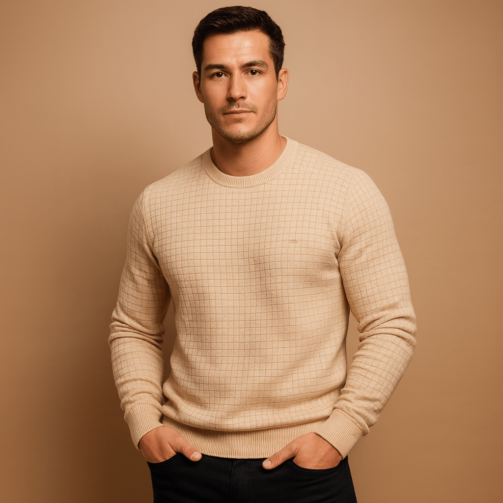Knitted Sweater Men Comfortable Relaxed Fit Construction Design - Hudson Harper - Men Sweaters