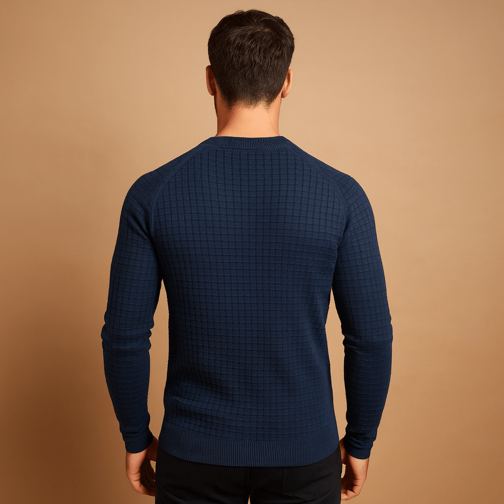 Knitted Sweater Men Comfortable Relaxed Fit Construction Design - Hudson Harper - Men Sweaters