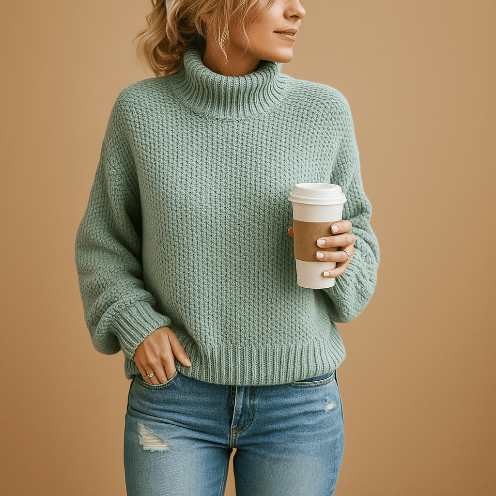 Knitted Sweater Women Turtleneck Knitted Design for Daily Wear - Hudson Harper - Women Sweaters