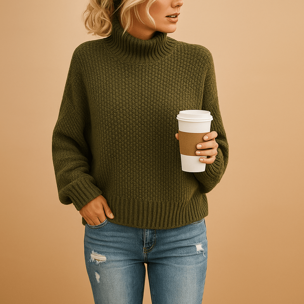 Knitted Sweater Women Turtleneck Knitted Design for Daily Wear - Hudson Harper - Women Sweaters
