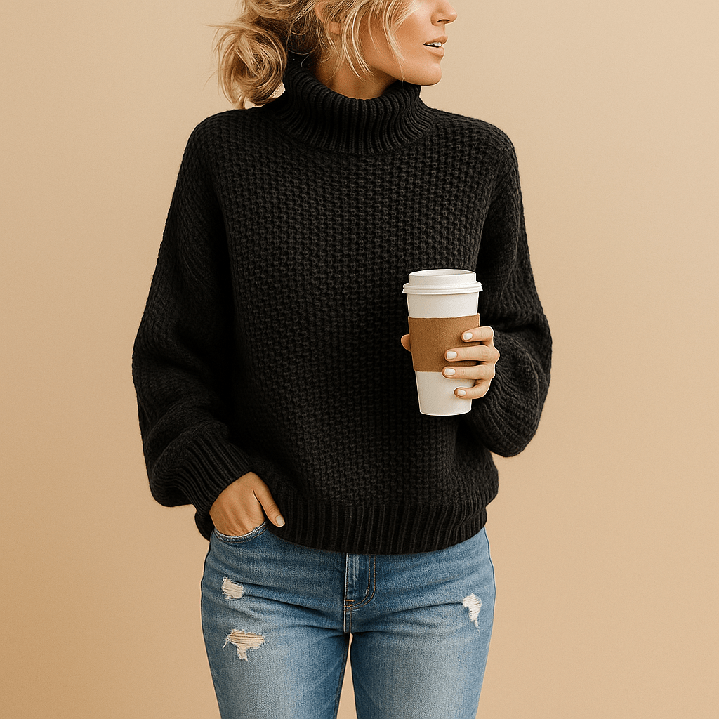 Knitted Sweater Women Turtleneck Knitted Design for Daily Wear - Hudson Harper - Women Sweaters
