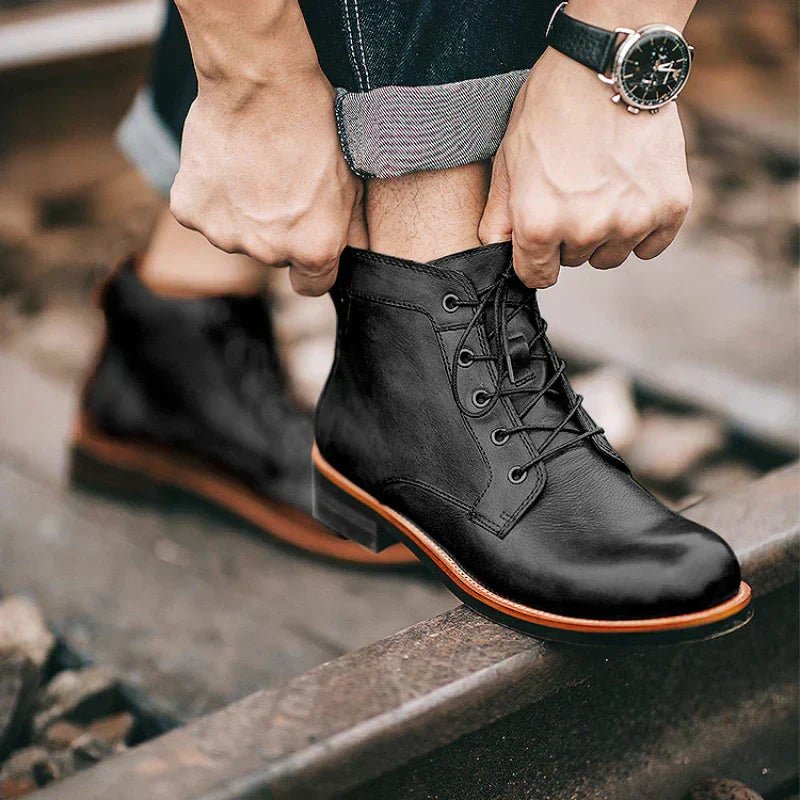 Leather Boots Men High - Top Rugged Stylish - Hudson Harper - High - Top Boots