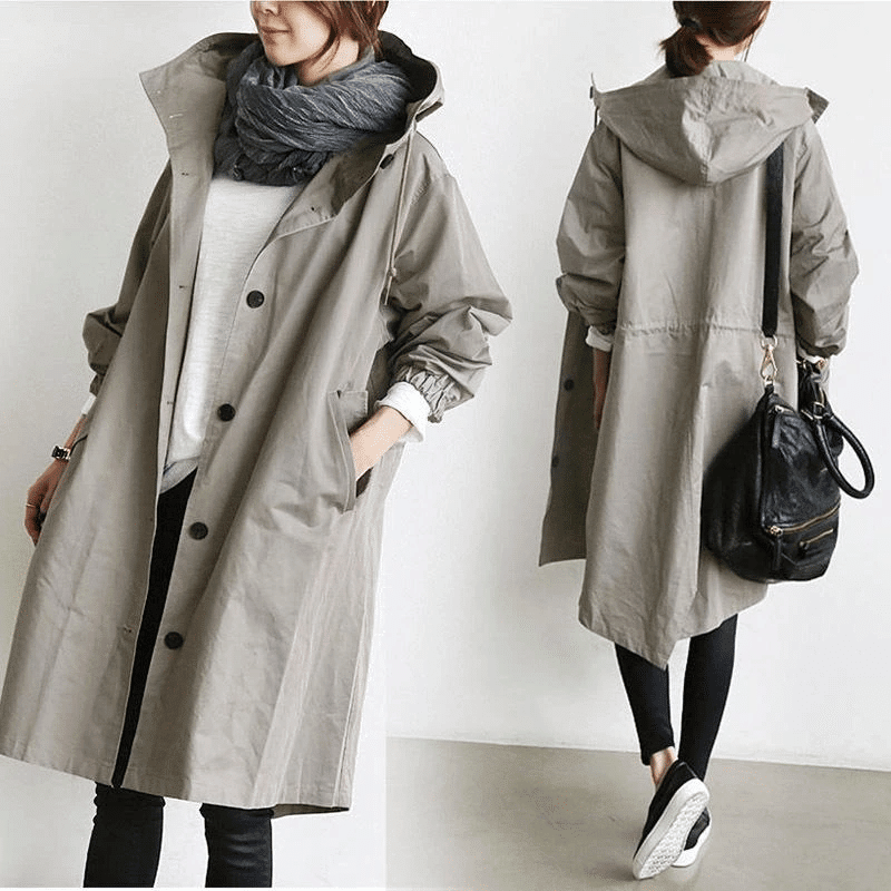 Long Coat Women Button Down Hooded Winter Coat - Hudson Harper - Women Coat