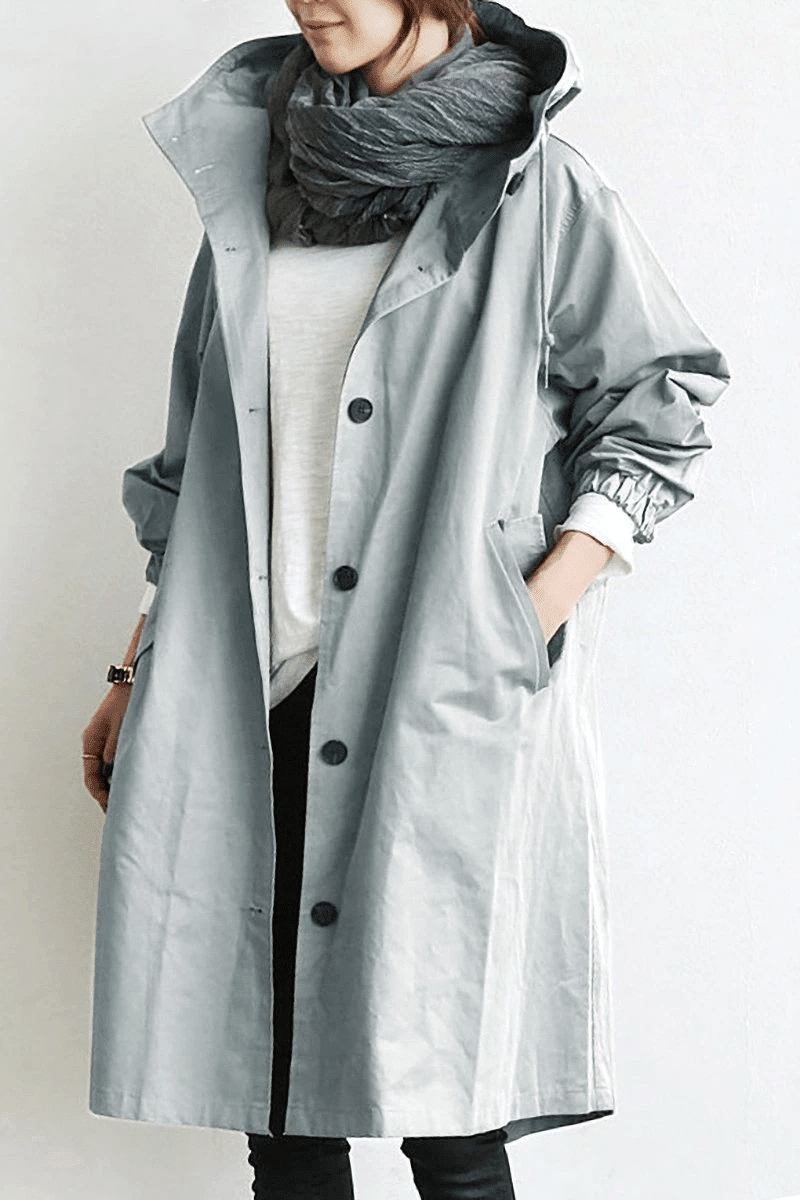 Long Coat Women Button Down Hooded Winter Coat - Hudson Harper - Women Coat