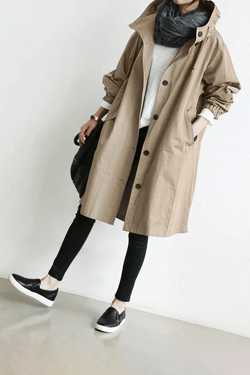 Long Coat Women Button Down Hooded Winter Coat - Hudson Harper - Women Coat