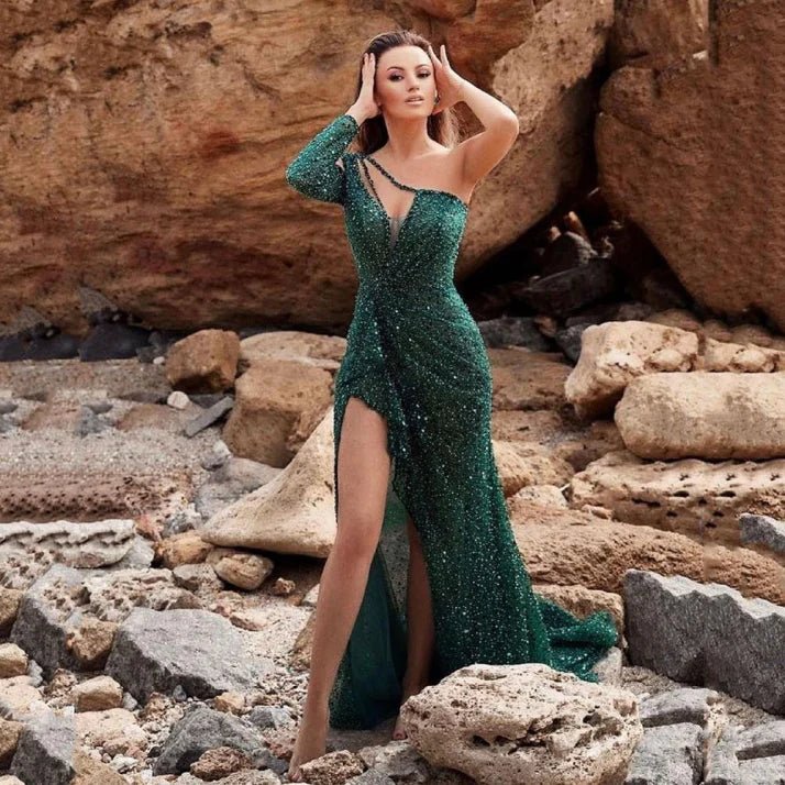 Maxi Dress Women Elegant One Shoulder Formal Fit - Hudson Harper - Dresses