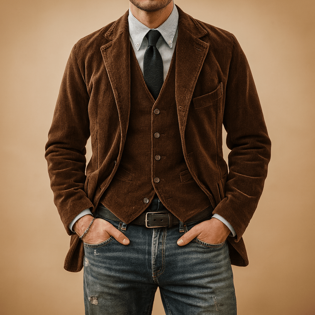 Men Jacket | Corduroy Design with Pockets for All Season - Hudson Harper - Men Jackets